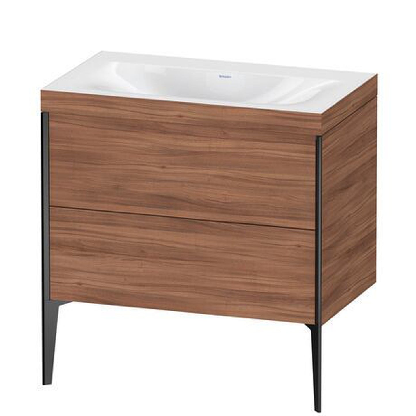 Duravit XViu 31" x 31" x 19" Two Drawer C-Bonded Floorstanding Vanity Kit Without Tap Hole, Walnut (XV4710NB279C)