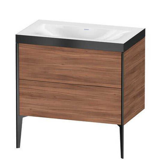 Duravit XViu 31" x 31" x 19" Two Drawer C-Bonded Floorstanding Vanity Kit Without Tap Hole, Walnut (XV4710NB279P)