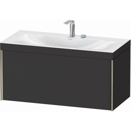 Duravit XViu 39" x 20" x 19" One Drawer C-Bonded Wall-Mount Vanity Kit With Two Tap Holes, Graphite (XV4611EB180C)