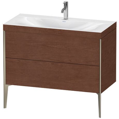 Duravit XViu 39" x 39" x 19" Two Drawer C-Bonded Floorstanding Vanity Kit With One Tap Hole, American Walnut (XV4711OB113C)