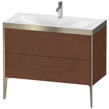 Duravit XViu 39" x 39" x 19" Two Drawer C-Bonded Floorstanding Vanity Kit With One Tap Hole, American Walnut (XV4711OB113P)