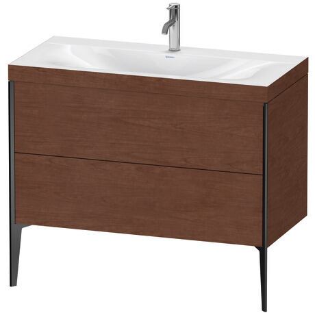 Duravit XViu 39" x 39" x 19" Two Drawer C-Bonded Floorstanding Vanity Kit With One Tap Hole, American Walnut (XV4711OB213C)