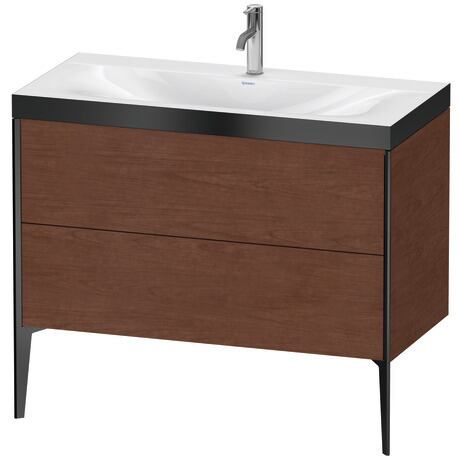 Duravit XViu 39" x 39" x 19" Two Drawer C-Bonded Floorstanding Vanity Kit With One Tap Hole, American Walnut (XV4711OB213P)