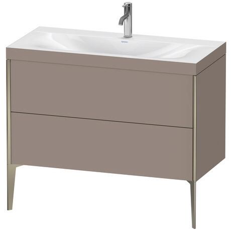 Duravit XViu 39" x 39" x 19" Two Drawer C-Bonded Floorstanding Vanity Kit With One Tap Hole, Basalt (XV4711OB143C)