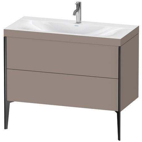 Duravit XViu 39" x 39" x 19" Two Drawer C-Bonded Floorstanding Vanity Kit With One Tap Hole, Basalt (XV4711OB243C)