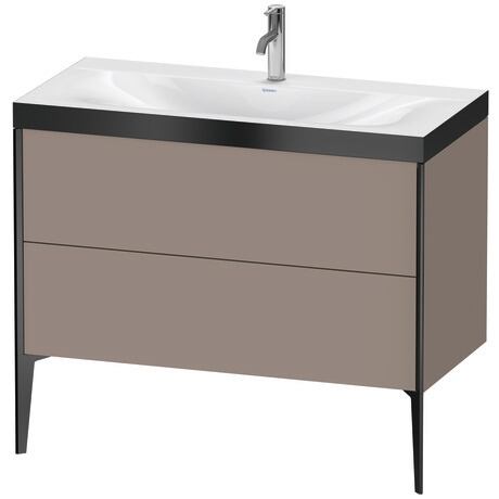 Duravit XViu 39" x 39" x 19" Two Drawer C-Bonded Floorstanding Vanity Kit With One Tap Hole, Basalt (XV4711OB243P)