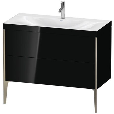 Duravit XViu 39" x 39" x 19" Two Drawer C-Bonded Floorstanding Vanity Kit With One Tap Hole, Black (XV4711OB140C)