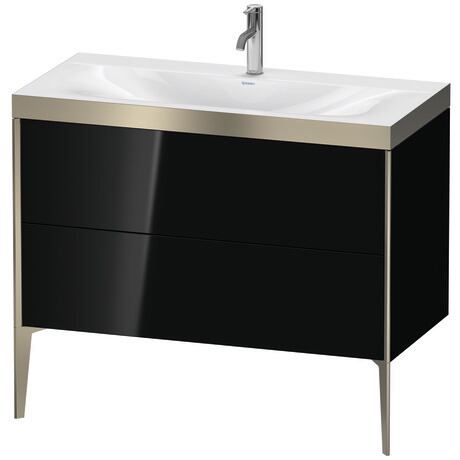 Duravit XViu 39" x 39" x 19" Two Drawer C-Bonded Floorstanding Vanity Kit With One Tap Hole, Black (XV4711OB140P)