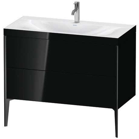 Duravit XViu 39" x 39" x 19" Two Drawer C-Bonded Floorstanding Vanity Kit With One Tap Hole, Black (XV4711OB240C)