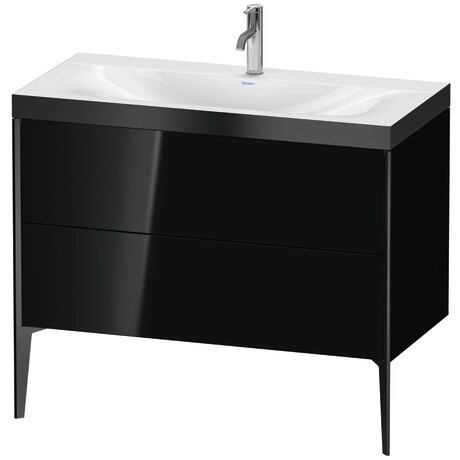 Duravit XViu 39" x 39" x 19" Two Drawer C-Bonded Floorstanding Vanity Kit With One Tap Hole, Black (XV4711OB240P)