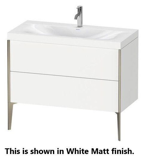 Duravit XViu 39" x 39" x 19" Two Drawer C-Bonded Floorstanding Vanity Kit With One Tap Hole, Brushed Oak (XV4711OB212C)