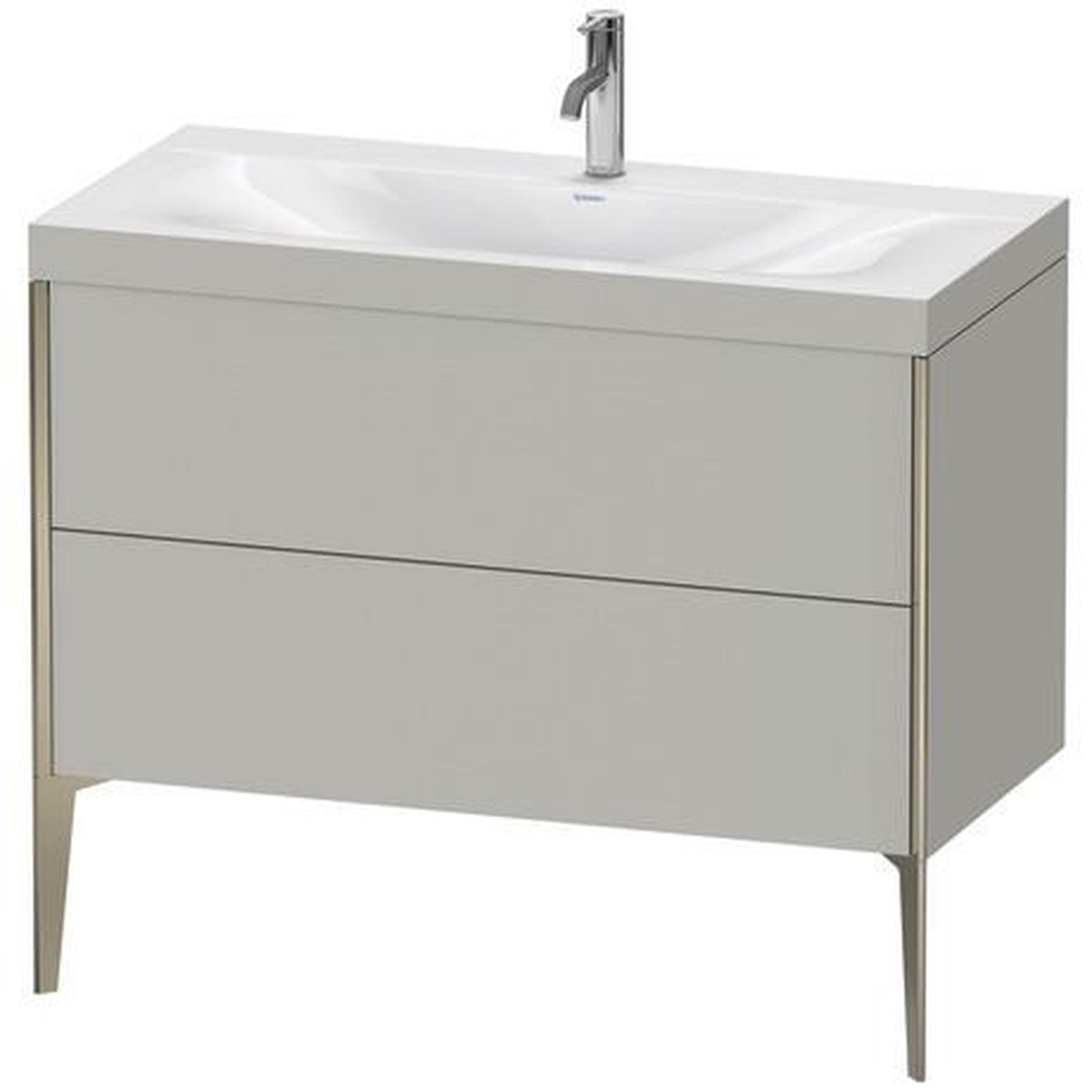 Duravit XViu 39" x 39" x 19" Two Drawer C-Bonded Floorstanding Vanity Kit With One Tap Hole, Concrete Gray (XV4711OB107C)