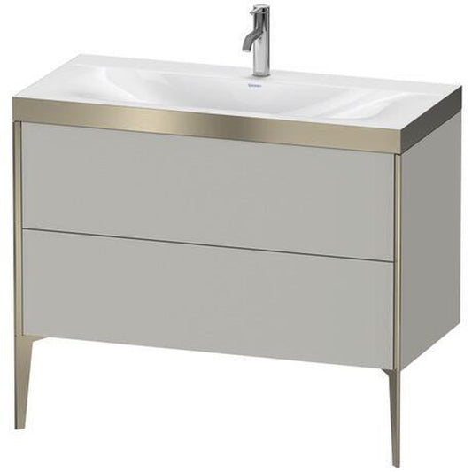 Duravit XViu 39" x 39" x 19" Two Drawer C-Bonded Floorstanding Vanity Kit With One Tap Hole, Concrete Gray (XV4711OB107P)