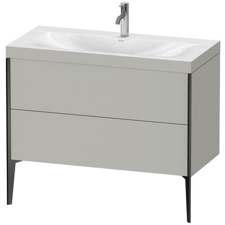 Duravit XViu 39" x 39" x 19" Two Drawer C-Bonded Floorstanding Vanity Kit With One Tap Hole, Concrete Gray (XV4711OB207C)