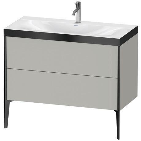 Duravit XViu 39" x 39" x 19" Two Drawer C-Bonded Floorstanding Vanity Kit With One Tap Hole, Concrete Gray (XV4711OB207P)