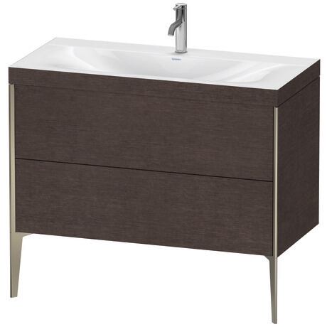 Duravit XViu 39" x 39" x 19" Two Drawer C-Bonded Floorstanding Vanity Kit With One Tap Hole, Dark Brushed Oak (XV4711OB172C)