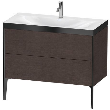 Duravit XViu 39" x 39" x 19" Two Drawer C-Bonded Floorstanding Vanity Kit With One Tap Hole, Dark Brushed Oak (XV4711OB272P)