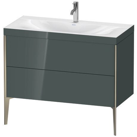 Duravit XViu 39" x 39" x 19" Two Drawer C-Bonded Floorstanding Vanity Kit With One Tap Hole, Dolomite Gray (XV4711OB138C)