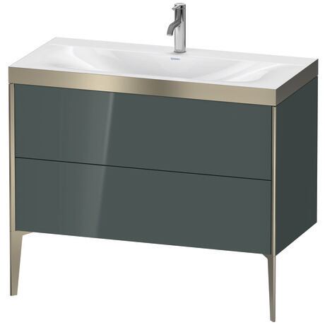 Duravit XViu 39" x 39" x 19" Two Drawer C-Bonded Floorstanding Vanity Kit With One Tap Hole, Dolomite Gray (XV4711OB138P)