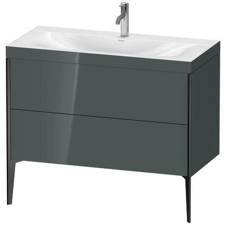 Duravit XViu 39" x 39" x 19" Two Drawer C-Bonded Floorstanding Vanity Kit With One Tap Hole, Dolomite Gray (XV4711OB238C)