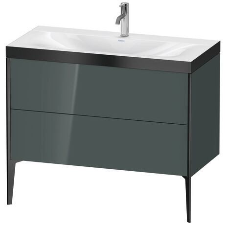 Duravit XViu 39" x 39" x 19" Two Drawer C-Bonded Floorstanding Vanity Kit With One Tap Hole, Dolomite Gray (XV4711OB238P)