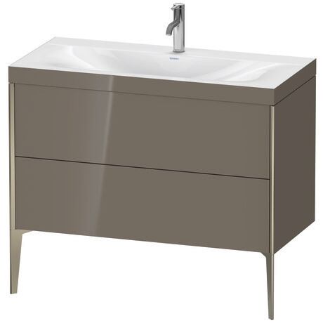 Duravit XViu 39" x 39" x 19" Two Drawer C-Bonded Floorstanding Vanity Kit With One Tap Hole, Flannel Gray (XV4711OB189C)