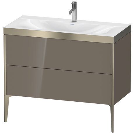 Duravit XViu 39" x 39" x 19" Two Drawer C-Bonded Floorstanding Vanity Kit With One Tap Hole, Flannel Gray (XV4711OB189P)