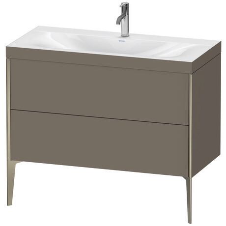 Duravit XViu 39" x 39" x 19" Two Drawer C-Bonded Floorstanding Vanity Kit With One Tap Hole, Flannel Gray (XV4711OB190C)