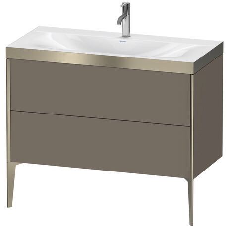 Duravit XViu 39" x 39" x 19" Two Drawer C-Bonded Floorstanding Vanity Kit With One Tap Hole, Flannel Gray (XV4711OB190P)