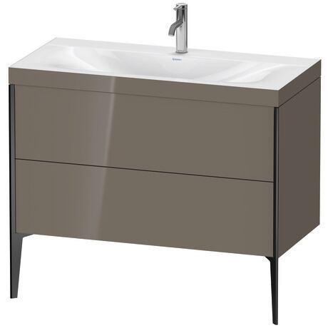 Duravit XViu 39" x 39" x 19" Two Drawer C-Bonded Floorstanding Vanity Kit With One Tap Hole, Flannel Gray (XV4711OB289C)