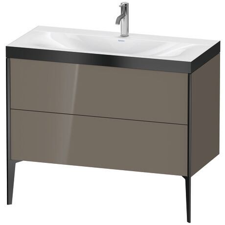 Duravit XViu 39" x 39" x 19" Two Drawer C-Bonded Floorstanding Vanity Kit With One Tap Hole, Flannel Gray (XV4711OB289P)