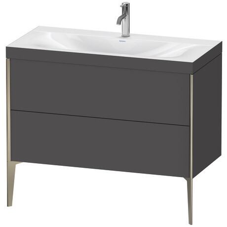 Duravit XViu 39" x 39" x 19" Two Drawer C-Bonded Floorstanding Vanity Kit With One Tap Hole, Graphite (XV4711OB149C)