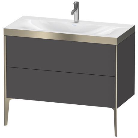 Duravit XViu 39" x 39" x 19" Two Drawer C-Bonded Floorstanding Vanity Kit With One Tap Hole, Graphite (XV4711OB149P)