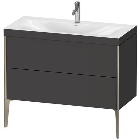 Duravit XViu 39" x 39" x 19" Two Drawer C-Bonded Floorstanding Vanity Kit With One Tap Hole, Graphite (XV4711OB180C)