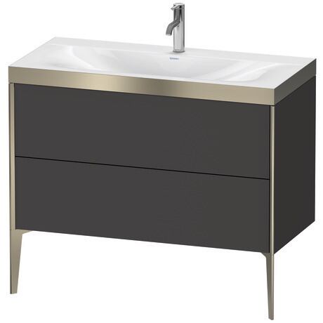 Duravit XViu 39" x 39" x 19" Two Drawer C-Bonded Floorstanding Vanity Kit With One Tap Hole, Graphite (XV4711OB180P)