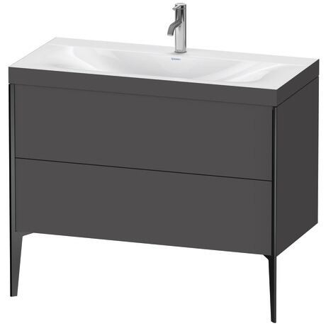 Duravit XViu 39" x 39" x 19" Two Drawer C-Bonded Floorstanding Vanity Kit With One Tap Hole, Graphite (XV4711OB249C)