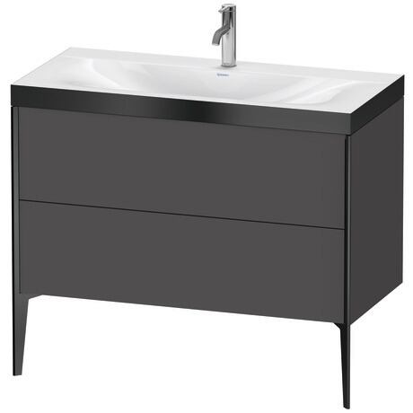 Duravit XViu 39" x 39" x 19" Two Drawer C-Bonded Floorstanding Vanity Kit With One Tap Hole, Graphite (XV4711OB249P)