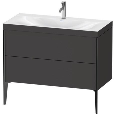 Duravit XViu 39" x 39" x 19" Two Drawer C-Bonded Floorstanding Vanity Kit With One Tap Hole, Graphite (XV4711OB280C)