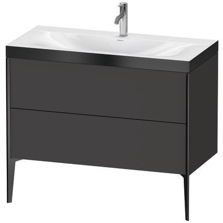 Duravit XViu 39" x 39" x 19" Two Drawer C-Bonded Floorstanding Vanity Kit With One Tap Hole, Graphite (XV4711OB280P)