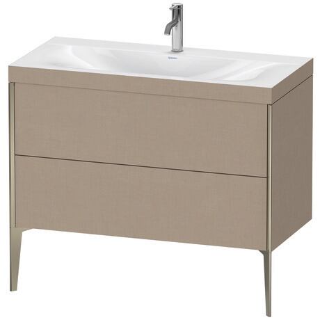 Duravit XViu 39" x 39" x 19" Two Drawer C-Bonded Floorstanding Vanity Kit With One Tap Hole, Linen (XV4711OB175C)