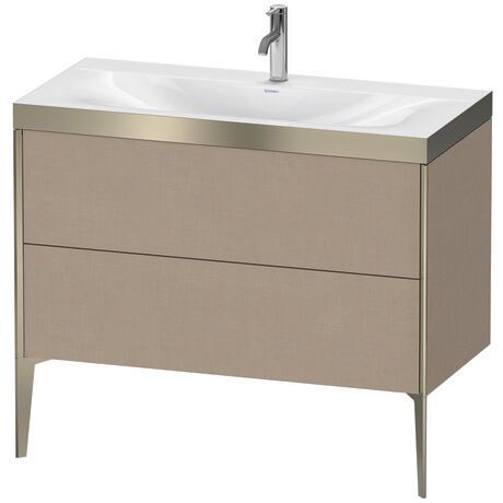 Duravit XViu 39" x 39" x 19" Two Drawer C-Bonded Floorstanding Vanity Kit With One Tap Hole, Linen (XV4711OB175P)