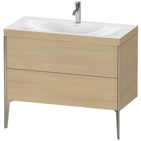 Duravit XViu 39" x 39" x 19" Two Drawer C-Bonded Floorstanding Vanity Kit With One Tap Hole, Mediterranean Oak (XV4711OB171C)