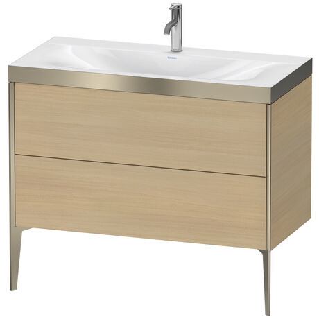 Duravit XViu 39" x 39" x 19" Two Drawer C-Bonded Floorstanding Vanity Kit With One Tap Hole, Mediterranean Oak (XV4711OB171P)