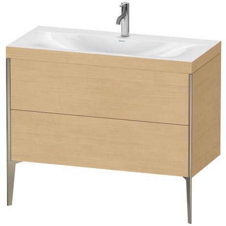 Duravit XViu 39" x 39" x 19" Two Drawer C-Bonded Floorstanding Vanity Kit With One Tap Hole, Natural Oak (XV4711OB130C)