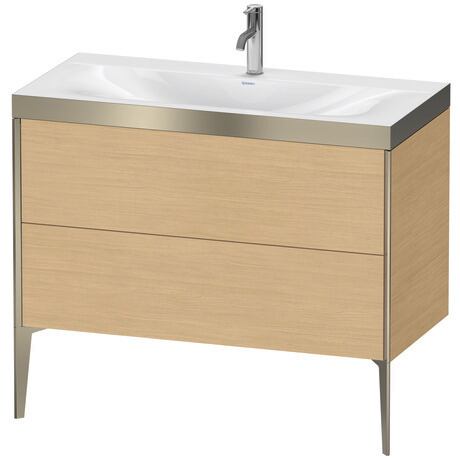 Duravit XViu 39" x 39" x 19" Two Drawer C-Bonded Floorstanding Vanity Kit With One Tap Hole, Natural Oak (XV4711OB130P)