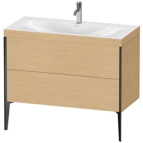 Duravit XViu 39" x 39" x 19" Two Drawer C-Bonded Floorstanding Vanity Kit With One Tap Hole, Natural Oak (XV4711OB230C)