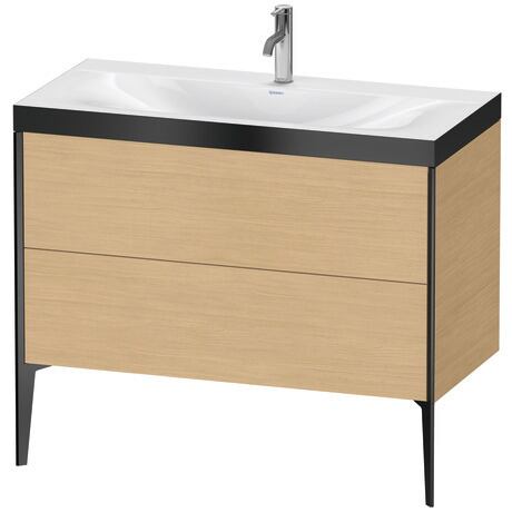 Duravit XViu 39" x 39" x 19" Two Drawer C-Bonded Floorstanding Vanity Kit With One Tap Hole, Natural Oak (XV4711OB230P)