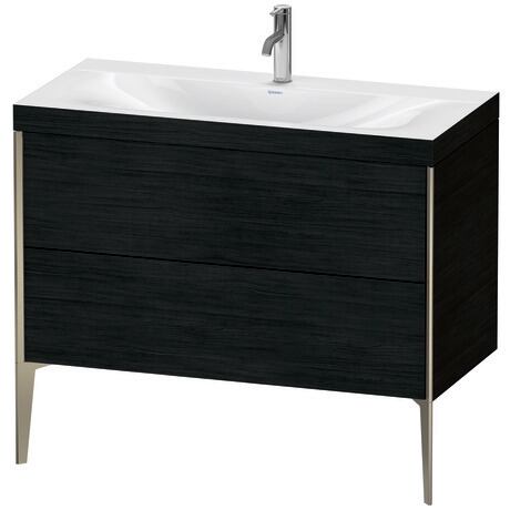 Duravit XViu 39" x 39" x 19" Two Drawer C-Bonded Floorstanding Vanity Kit With One Tap Hole, Oak Black (XV4711OB116C)