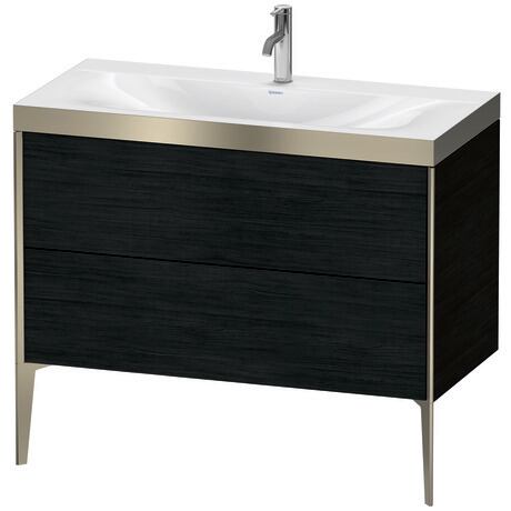 Duravit XViu 39" x 39" x 19" Two Drawer C-Bonded Floorstanding Vanity Kit With One Tap Hole, Oak Black (XV4711OB116P)