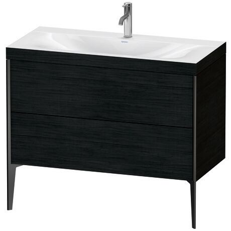 Duravit XViu 39" x 39" x 19" Two Drawer C-Bonded Floorstanding Vanity Kit With One Tap Hole, Oak Black (XV4711OB216C)